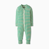 Long-Sleeve Garden Green Striped Zip-Front Jumpsuit (3-6 Month/60cm) Long-Sleeve Garden Green Striped Zip-Front Jumpsuit (3-6 Month/60cm)