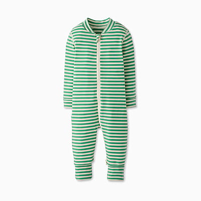 Long-Sleeve Garden Green Striped Zip-Front Jumpsuit (3-6 Month/60cm) Long-Sleeve Garden Green Striped Zip-Front Jumpsuit (3-6 Month/60cm)
