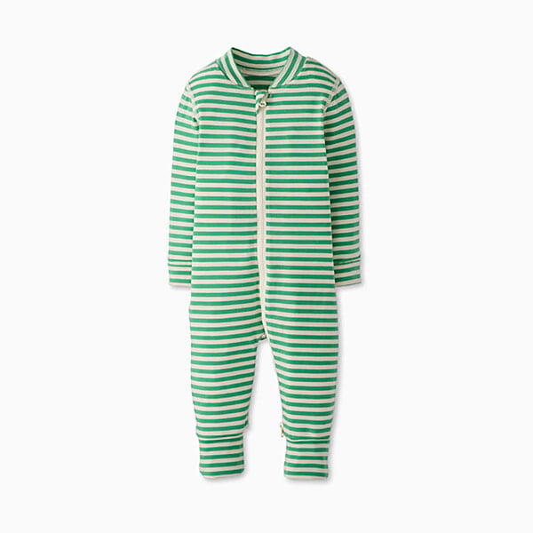 Long-Sleeve Garden Green Striped Zip-Front Jumpsuit (3-6 Month/60cm) Long-Sleeve Garden Green Striped Zip-Front Jumpsuit (3-6 Month/60cm)