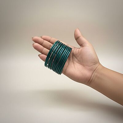 Plain Peacock green Bangles 1 Dozen