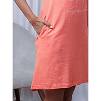 Slumber Jill Women Coral Chest Printed T-Shirt Nightdress (M)