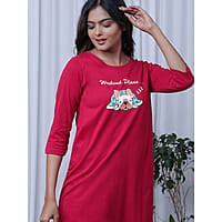 Slumber Jill Cutesy Dog Print Quarter Sleeves Short Nightdress (M) Slumber Jill Cutesy Dog Print Quarter Sleeves Short Nightdress (M)