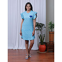 Slumber Jill Blue Rainbow Frill Sleeve Nightdress (L)