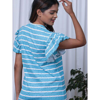 Slumber Jill Blue Rainbow Frill Sleeve Nightdress (L)