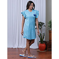 Slumber Jill Blue Rainbow Frill Sleeve Nightdress (L)