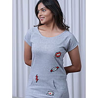 Slumber Jill Women Applique Grey Sleepshirt