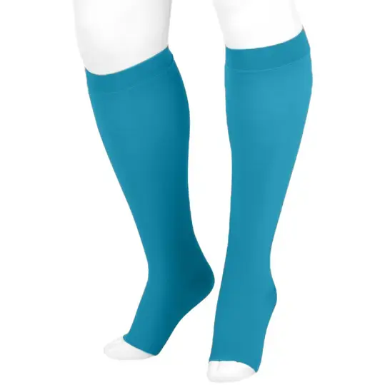 JUZ-2001ADPESB61 II -Juzo Soft AD Blue Bayou CCL1 20-30mmHg Size 2 Petite Length Open Toe with Silicone Band Latex-Free