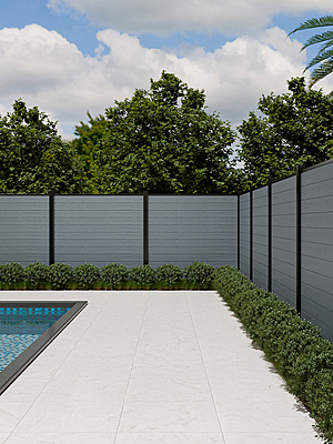 Planche clôture composite- Blanc fumé/1800mm x 20mm x 161.2mm/Écorse