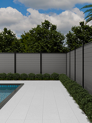 Planche clôture composite-Gris argenté/1800mm x 20mm x 161.2mm/Écorse