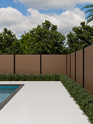 Planche clôture composite-Teck/1800mm x 20mm x 161.2mm/Écorse