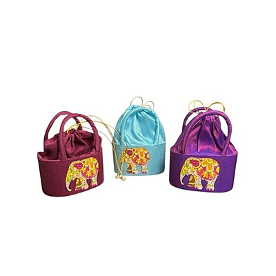 Raw silk digital Potli bag (Elephant)
