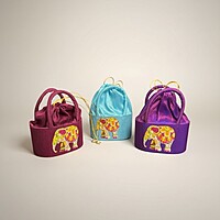 Raw silk digital Potli bag (Elephant)