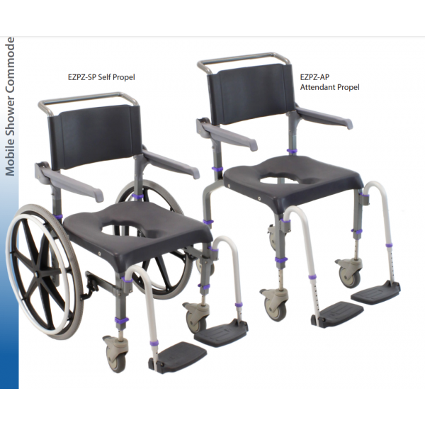 DYN- EZ205 Serial no EAS203163 - EZPZ - SP (Self Propel) Mobile Shower Commode chair with dual locking 5" casters 24" rear wheels.