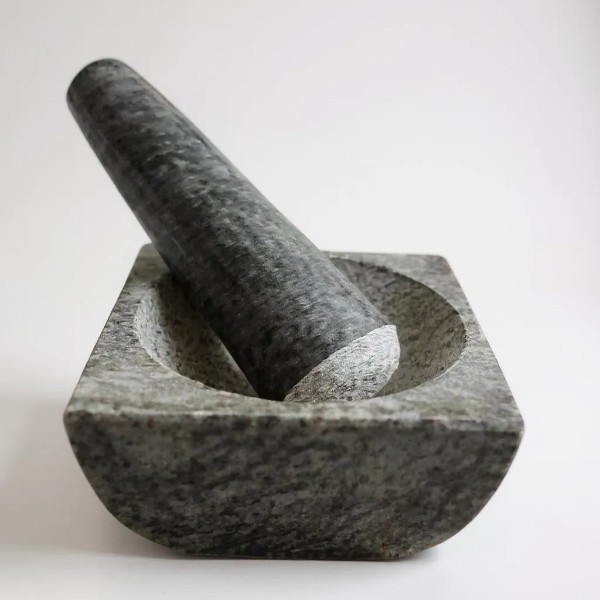 Granite Marble Mortar and Pestle Set (Square Gray)