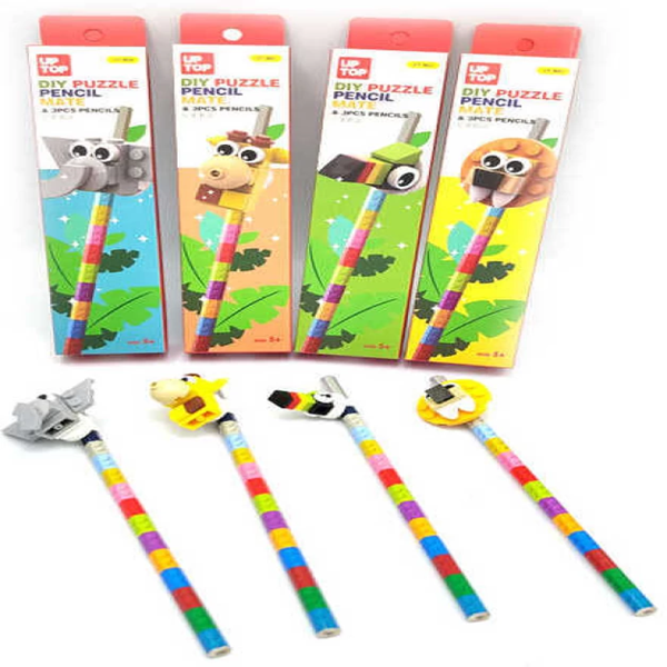 DIY Puzzle Pencil With Animal Topper(1 pc)