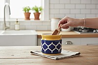 Ceramic Blue & Yellow Jar