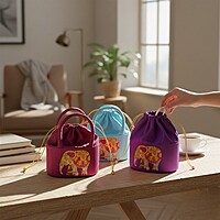 Raw silk digital Potli bag (Elephant)