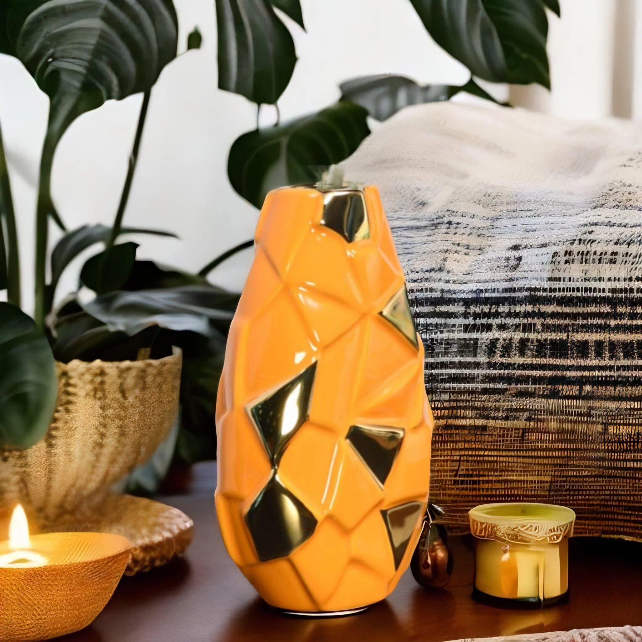 Abstract Pebble Ceramic Vase - Mustard Abstract Pebble Ceramic Vase - Mustard