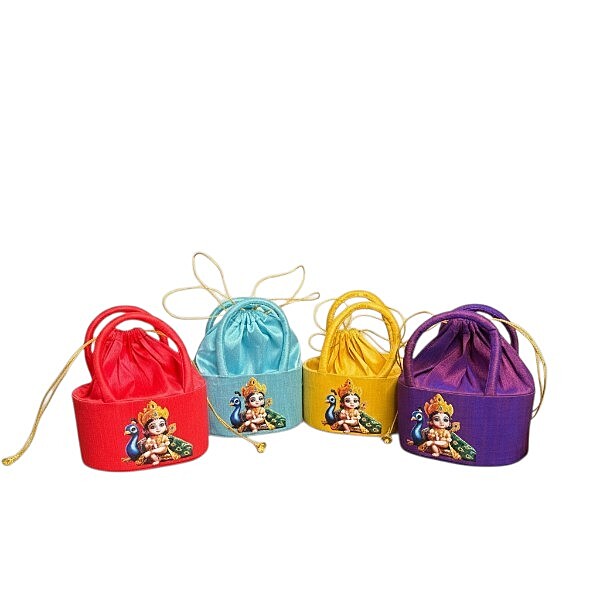 Raw silk digital Potli bag (Murugan)