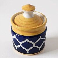 Ceramic Blue & Yellow Jar
