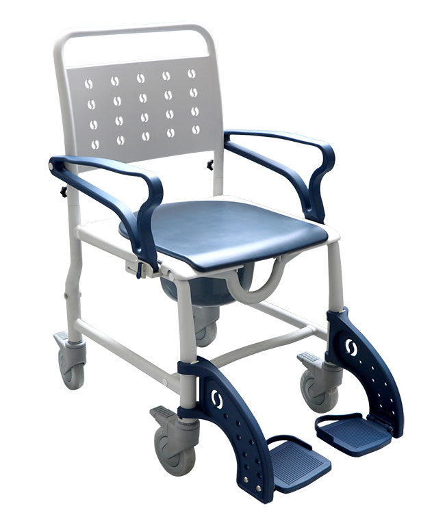 Mobb MHCMWC-BE - 3 in 1 Shower Commode Wheelchair: Blue