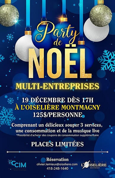 4 décembre 2024 Noël : 5 à 8 festif ! 4 décembre 2024 Noël : 5 à 8 festif !