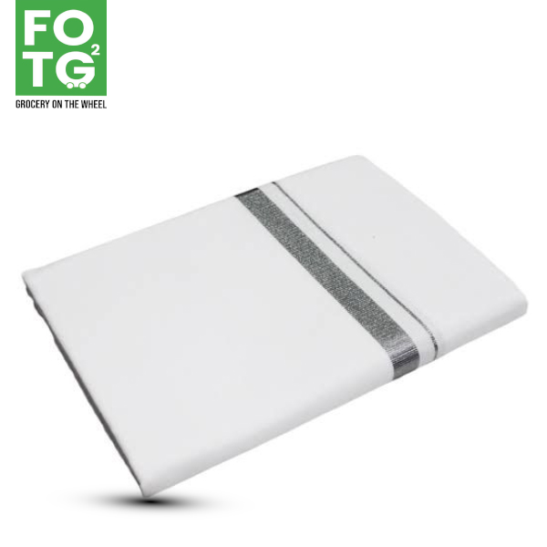 White Dhoti With Silver border 2 Meter